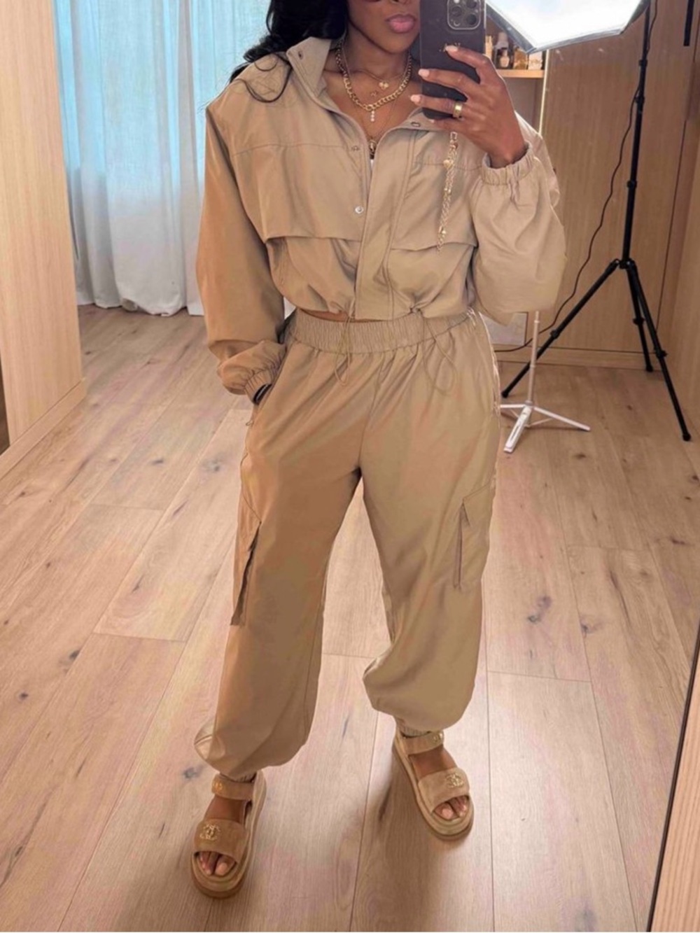 JLUXLABEL Khaki Cargo Jogger Pants